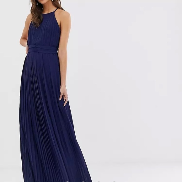 asos navy blue maxi dress ASOS DESIGN satin mix dropped waist maxi dress in navy